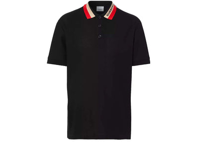 Burberry Logo Detail Cotton Piqué Polo Shirt Black