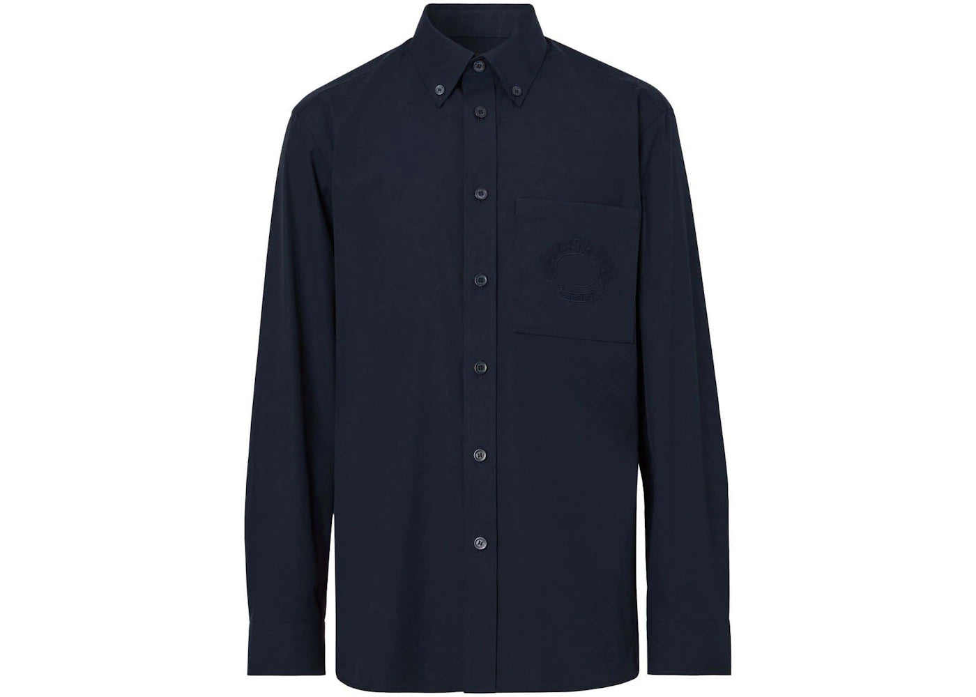 Burberry Logo-Embroidered Long-Sleeved Shirt Midnight Blue - vue 360