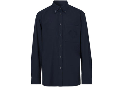 Burberry Logo-Embroidered Long-Sleeved Shirt Midnight Blue - authentic Burberry apparel