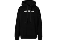 Burberry Logo Print Cotton Hoodie Black/White