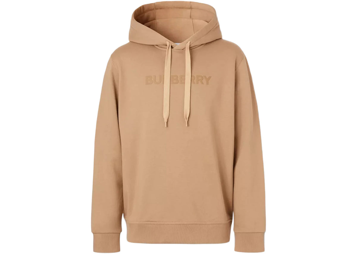 Burberry Logo Print Cotton Hoodie Camel - vue secondaire A