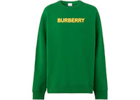 Burberry Logo Print Cotton Sweater Ivy Green/Yellow