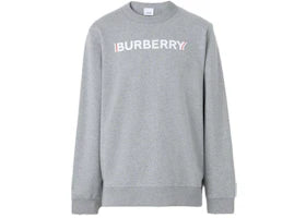 Burberry Logo Print Cotton Sweatshirt Pale Grey Melange - vue 360