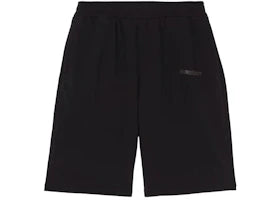 Burberry Logo Print Stretch Cotton Shorts Black - vue 360