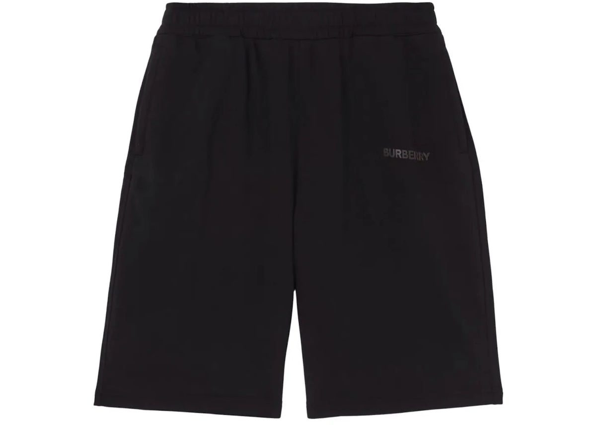 Burberry Logo Print Stretch Cotton Shorts Black - vue 360