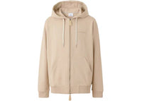 Burberry Logo Print Stretch Cotton Zip Hoodie Soft Fawn