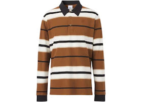 Burberry Long-Sleeved Monogram Polo Shirt Brown White Black
