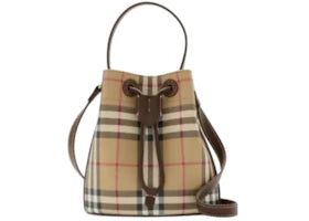 Burberry Mini Check Bucket Bag Beige/Brown - vue 360