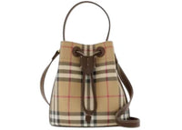 Burberry Mini Check Bucket Bag Beige/Brown