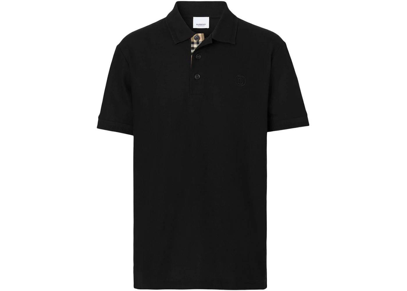 Burberry Monogram Motif Cotton Pique Polo Black/Archive Beige - vue 360