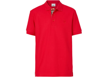 Burberry Monogram Motif Cotton Pique Polo Bright Red/Archive Beige - authentic Burberry product