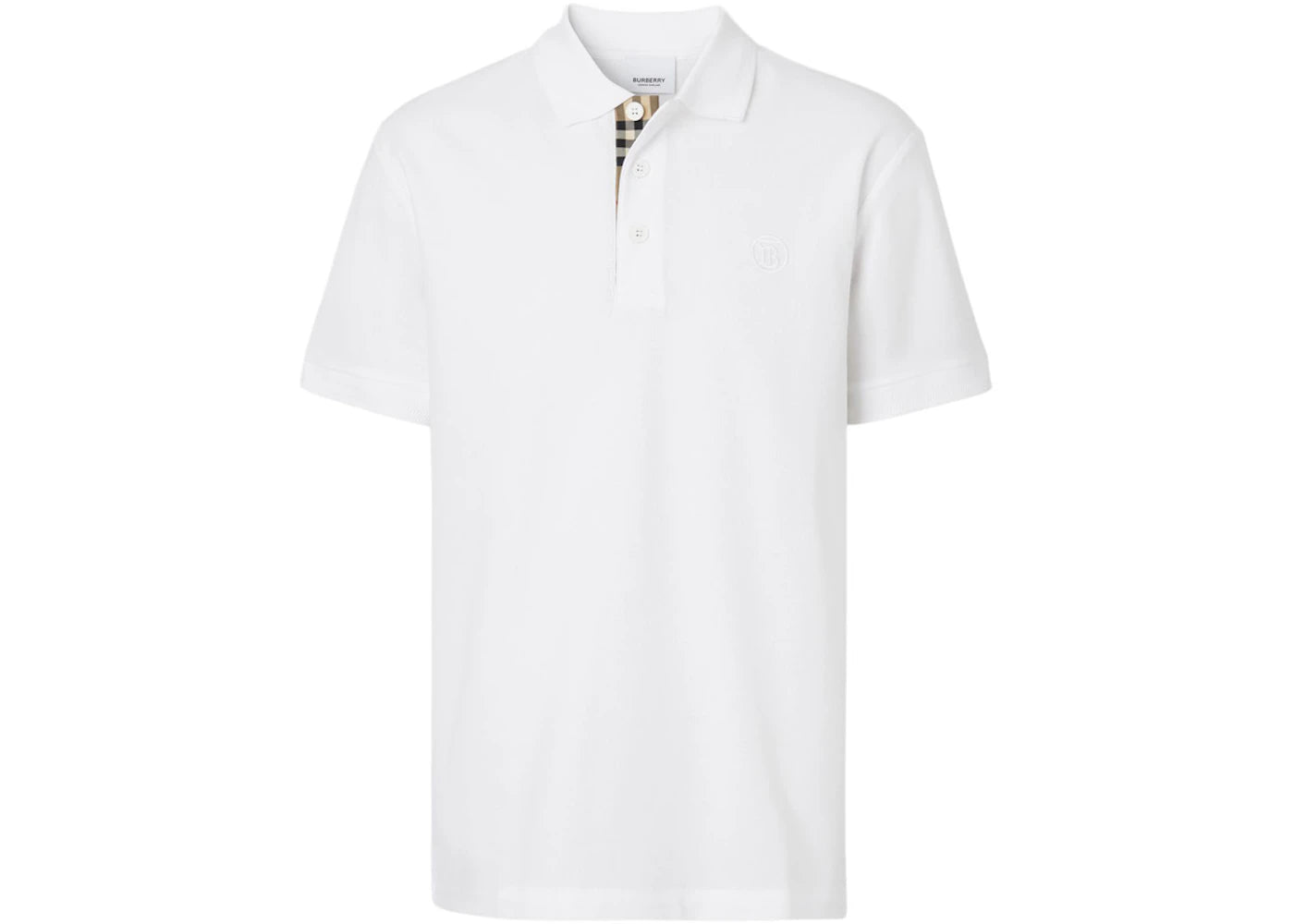 Burberry Monogram Motif Cotton Pique Polo White/Archive Beige - vue 360