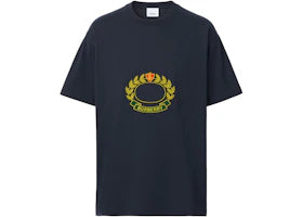 Burberry Oak Leaf Crest Cotton Oversized T-Shirt Dark Charcoal Blue