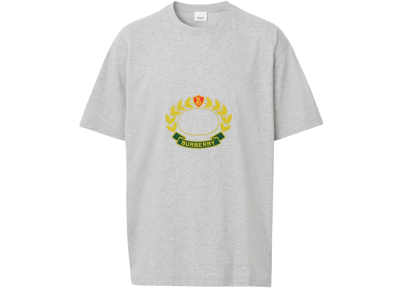 Burberry Oak Leaf Crest Cotton Oversized T-Shirt Pale Grey Melange - vue 360