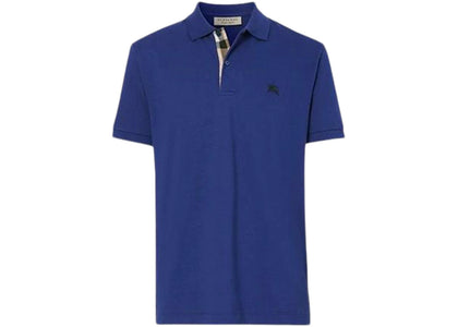 Burberry Oxford Logo Embroidered Polo Shirt Blue - authentic Burberry apparel