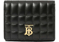Burberry Quilted Leather Small Lola Folding Wallet Black /Light Gold