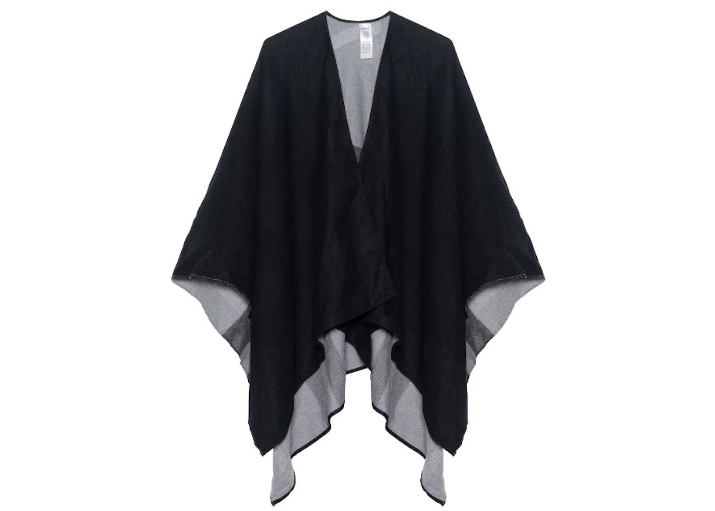Burberry Reversible Check Merino Wool Poncho Scarf Black/Grey - vue secondaire B