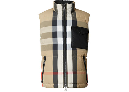 Burberry Reversible Check Nylon Puffer Gilet Archive Beige/Black - authentic Burberry product