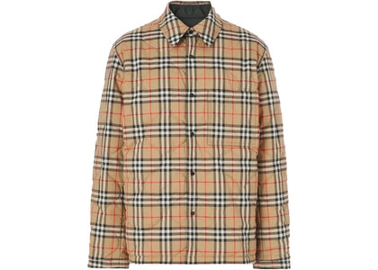 Burberry Reversible Vintage Check Thermoregulated Overshirt Black Archive Beige - authentic Burberry apparel