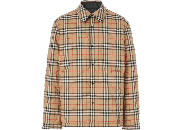 Burberry Reversible Vintage Check Thermoregulated Overshirt Black Archive Beige