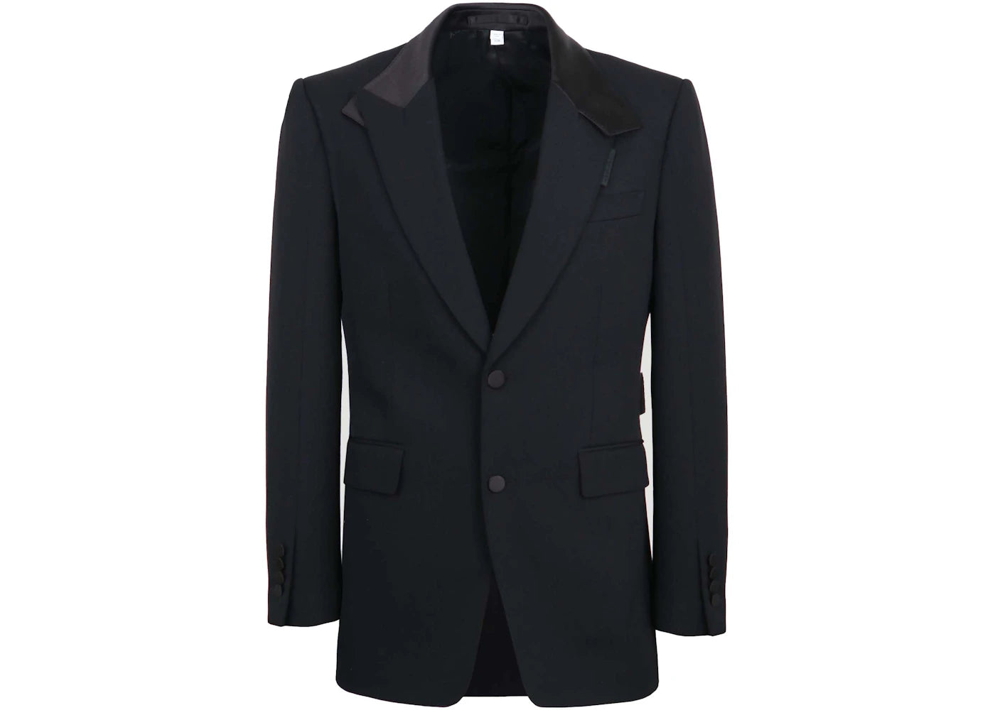 Burberry Satin Lapel Wool Tailored Jacket Black - vue secondaire A