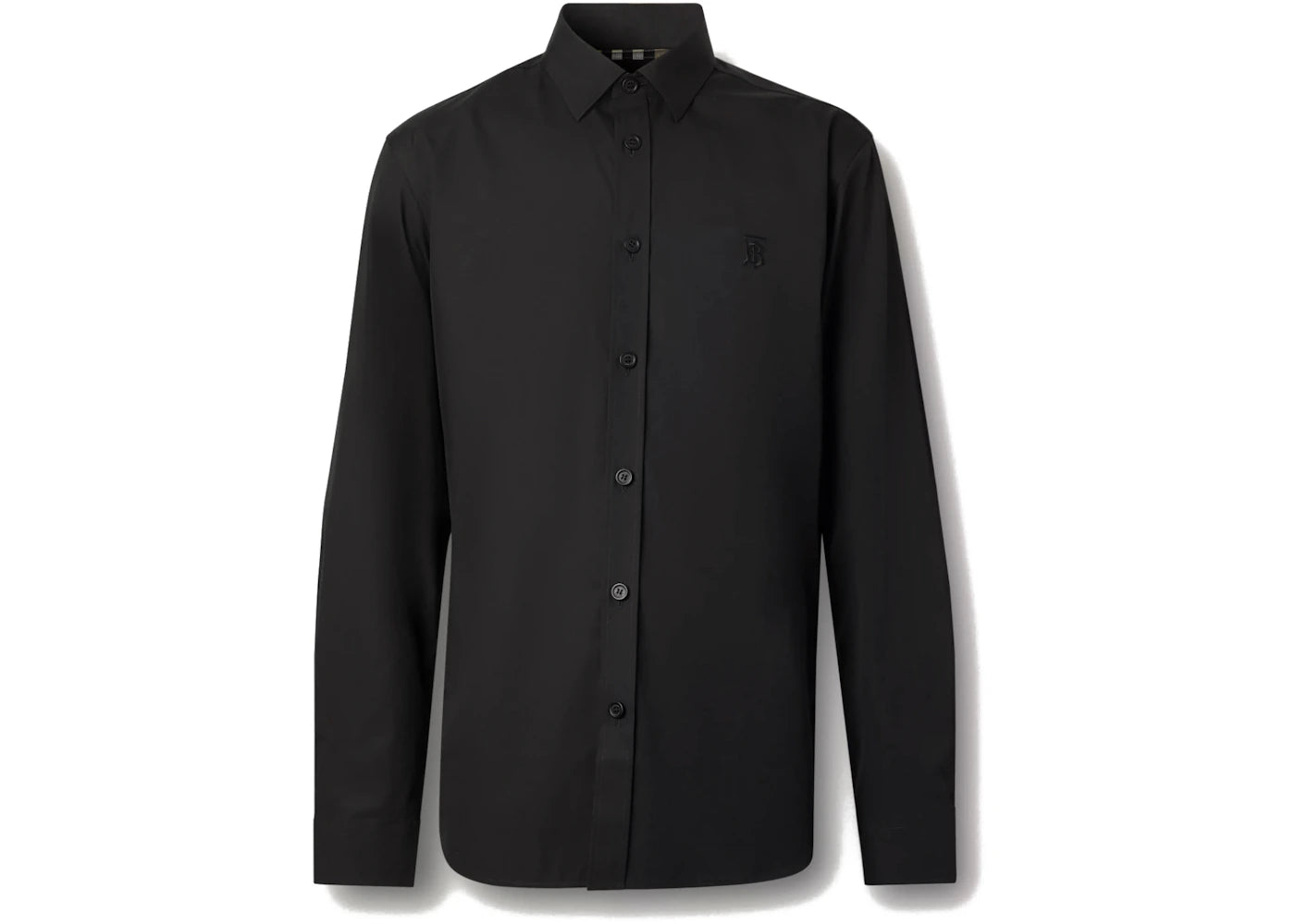 Burberry Slim Fit Monogram Motif Stretch Cotton Poplin Shirt Black - vue secondaire A