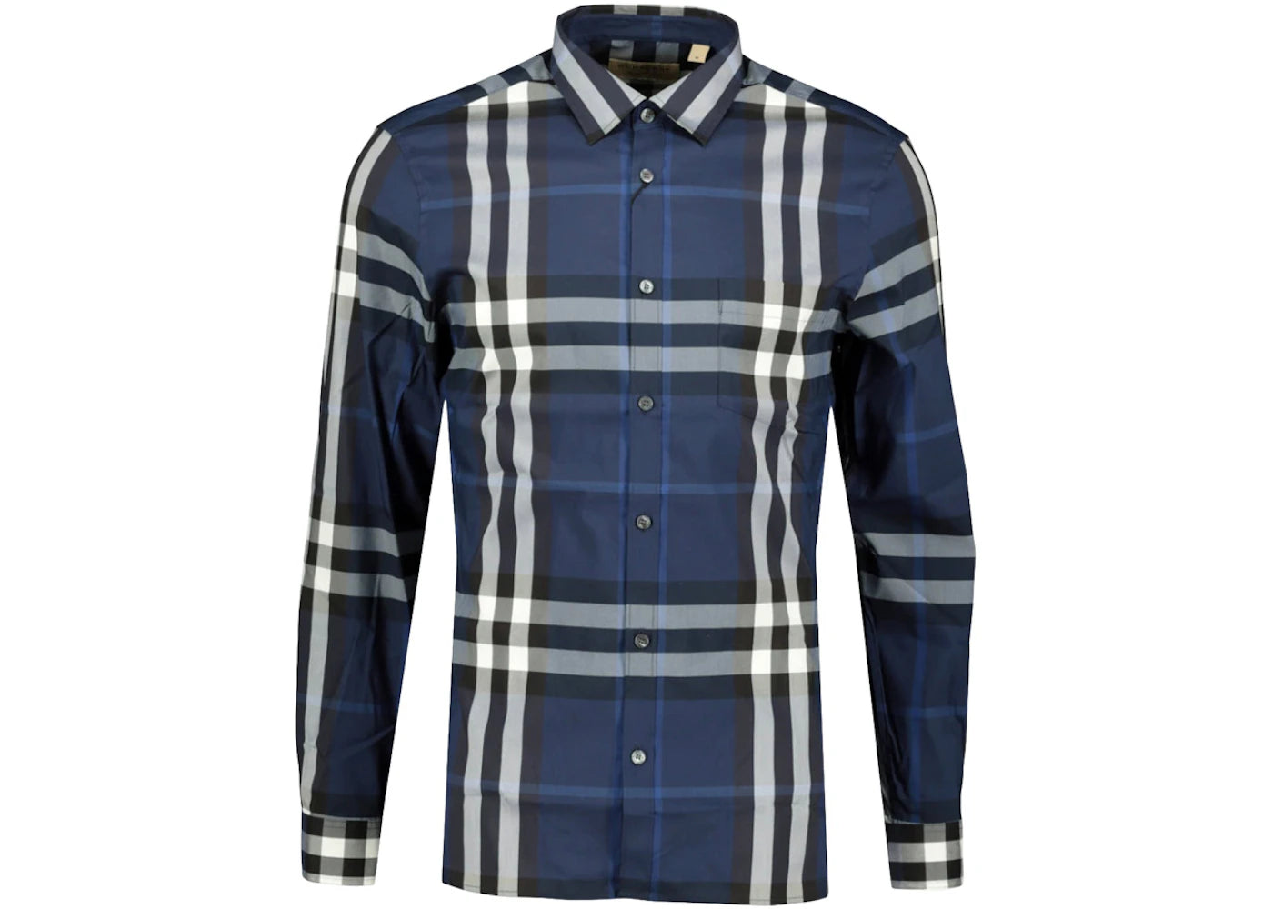 Burberry Stretch Cotton Poplin Shirt Navy White - vue secondaire A