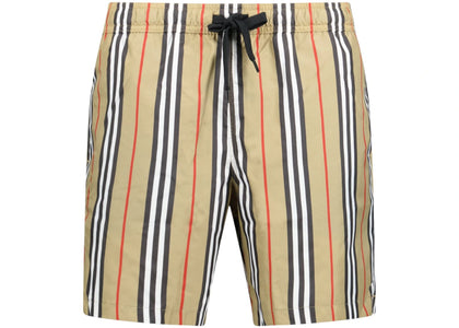 Burberry Striped Check Print Swim Shorts Beige/Brown - authentic Burberry apparel