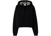 Burberry Talley Embroidery Logo Check Hooded Sweatshirt (Women's) Black