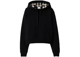 Burberry Talley Embroidery Logo Check Hooded Sweatshirt (Women's) Black