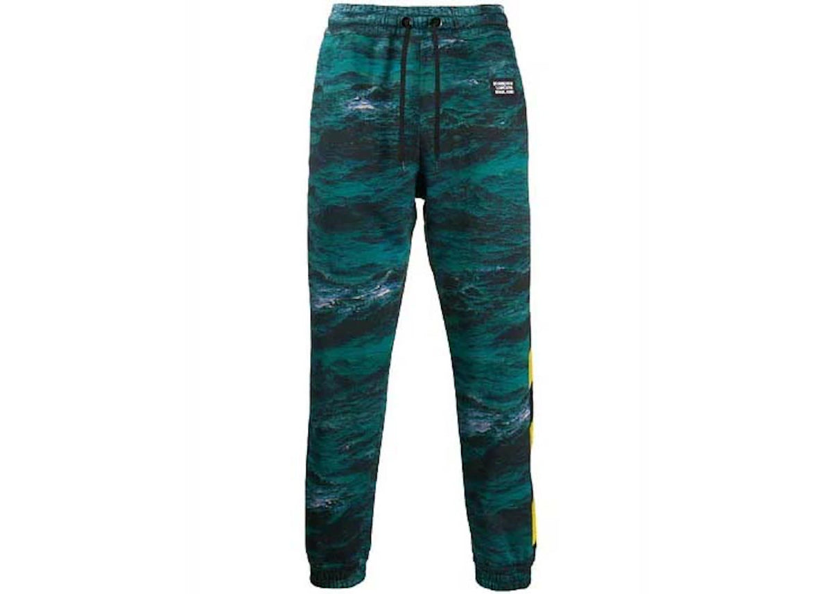 Burberry Tape Detail Sea Print Trackpants Green - vue 360
