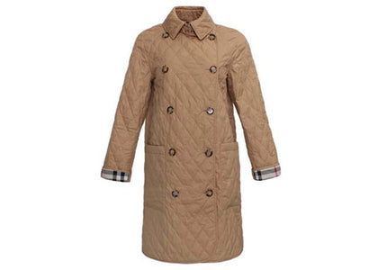 Burberry Tything Diamond Quilted Long Jacket Beige - authentic Burberry apparel