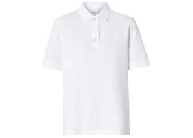 Burberry Womens Monogram Motif Pique Cotton Polo Shirt White - vue 360