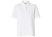 Burberry Womens Monogram Motif Pique Cotton Polo Shirt White