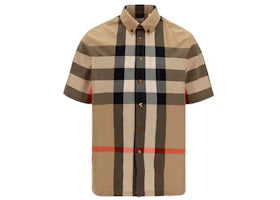 Burberry Thames Large Check Short Sleeve Shirt Archive Beige