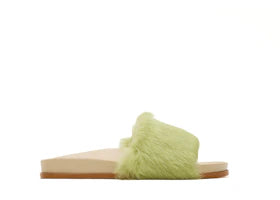 Buscemi Fur Clot Leather Slide Green (Women's) - vue 360