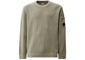 C.P. Company Cotton Chenille Crewneck Lens Sweater Silver Blue