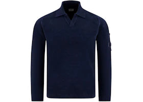 C.P. Company Cotton Chenille Polo Lens Sweater Olive - vue 360