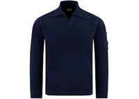 C.P. Company Cotton Chenille Polo Lens Sweater Olive