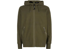 C.P. Company Diagonal Raised Fleece Goggle Hoodie Ivy Green - vue 360