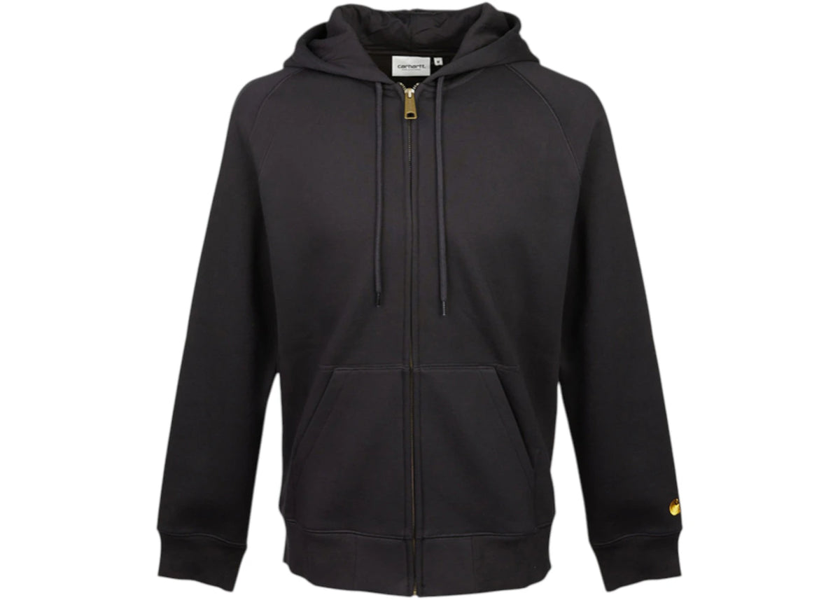 Carhartt WIP Chase Fleece Zip Up Hoodie Black - vue secondaire A