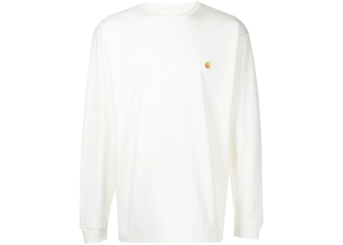 Carhartt WIP L/S Chase T-Shirt White/Gold - vue secondaire A