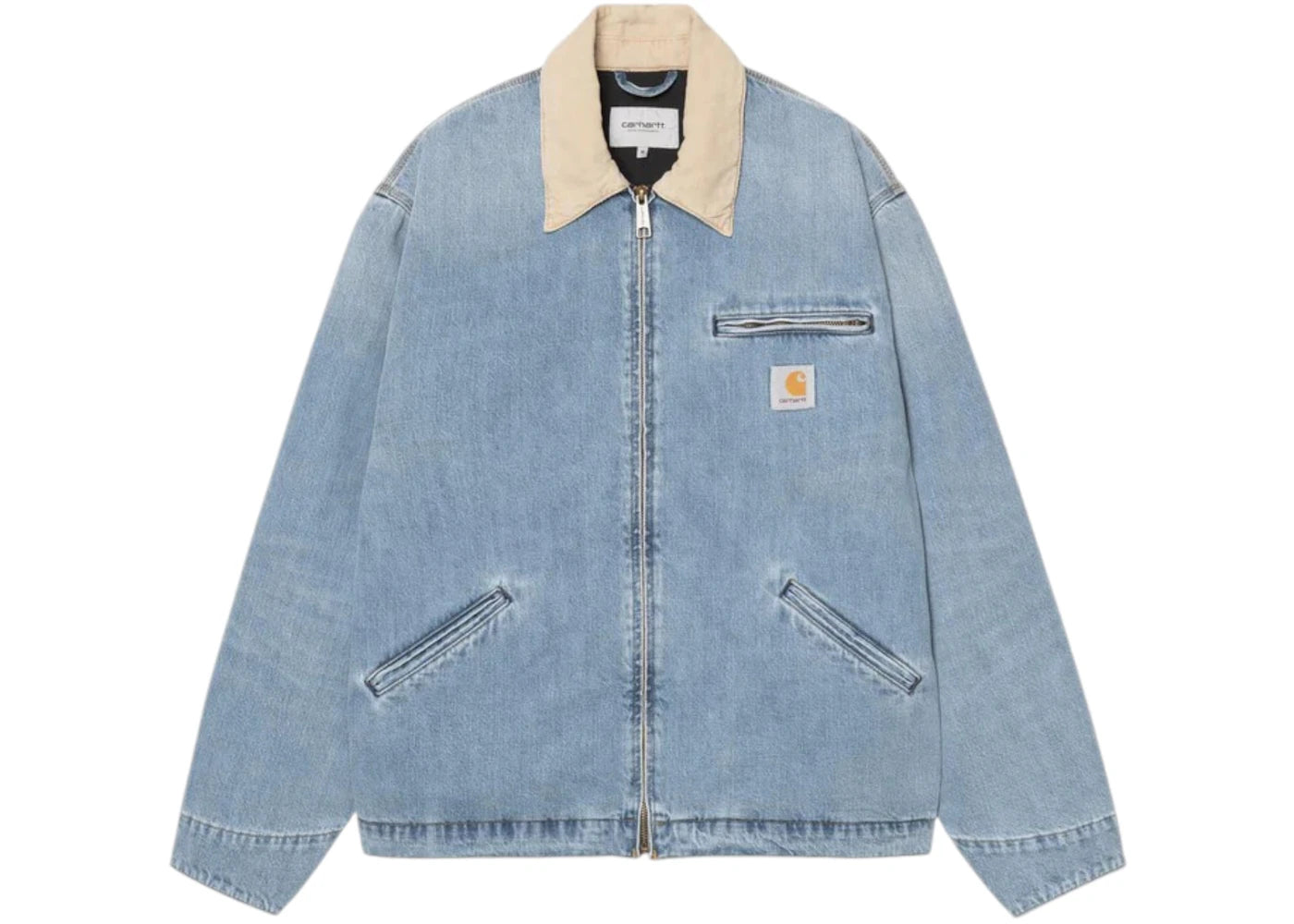 Carhartt OG Detroit Camano Denim Jacket Blue/Dusty Hamilton Brown (Burst Washed) - vue secondaire A