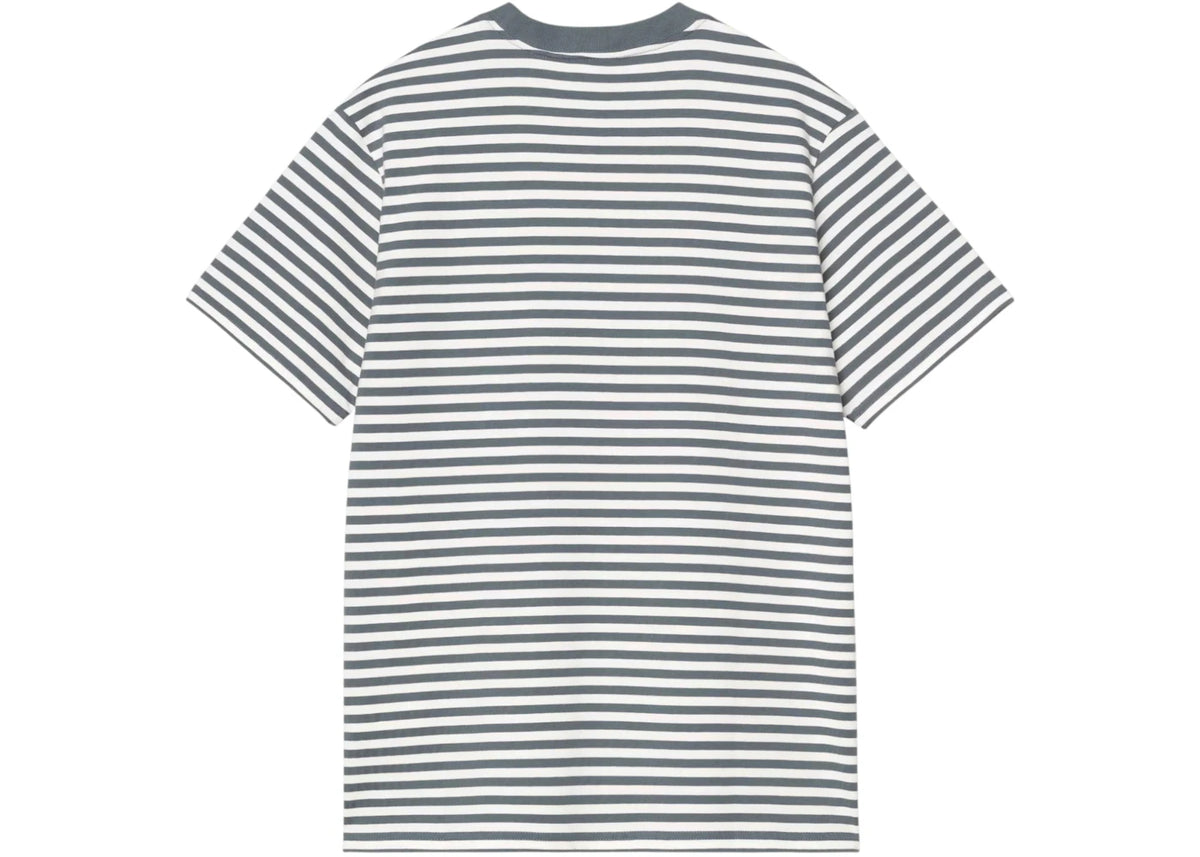 Carhartt WIP S/S Ezra Pocket T-Shirt Ezra Stripe/Cozy Blue/Wax - vue secondaire B