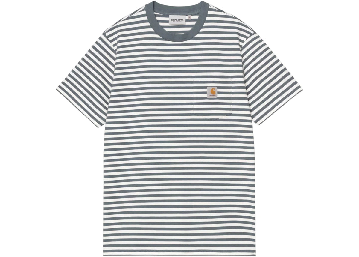 Carhartt WIP S/S Ezra Pocket T-Shirt Ezra Stripe/Cozy Blue/Wax - vue secondaire A
