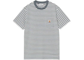 Carhartt WIP S/S Ezra Pocket T-Shirt Ezra Stripe/Cozy Blue/Wax - vue 360