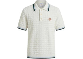 Casablanca Boucle Short Sleeve Polo White