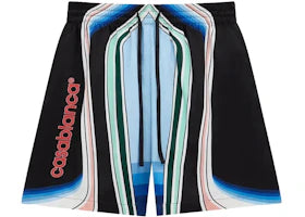 Casablanca Graphic Mountain Silk Shorts Multi - vue 360