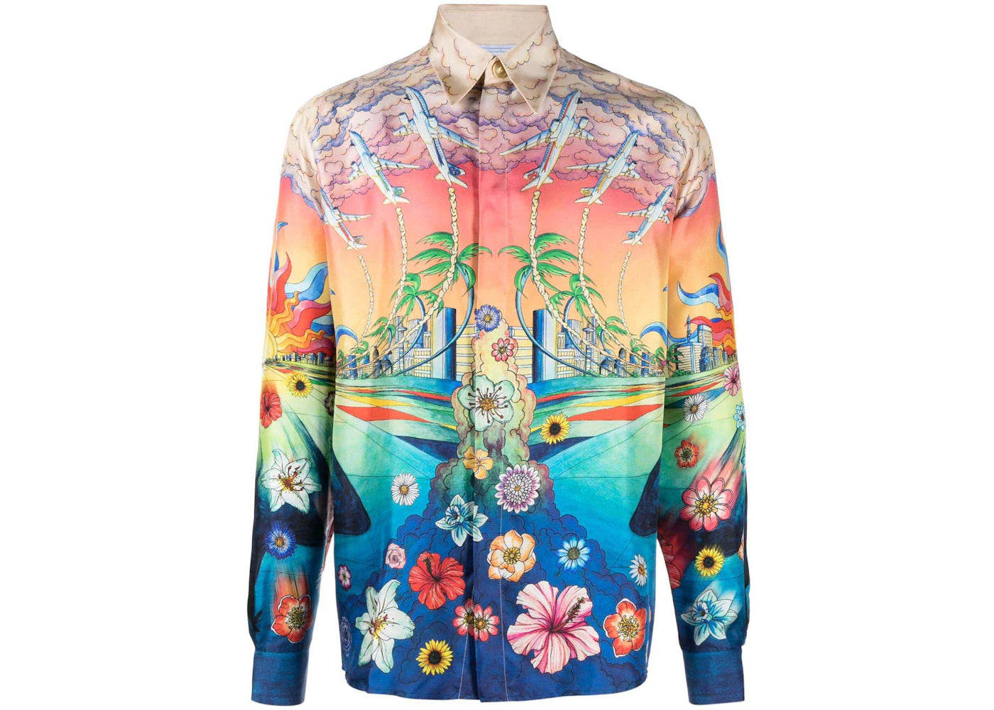 Casablanca Graphic-Print Silk Shirt Multicolour - vue secondaire A