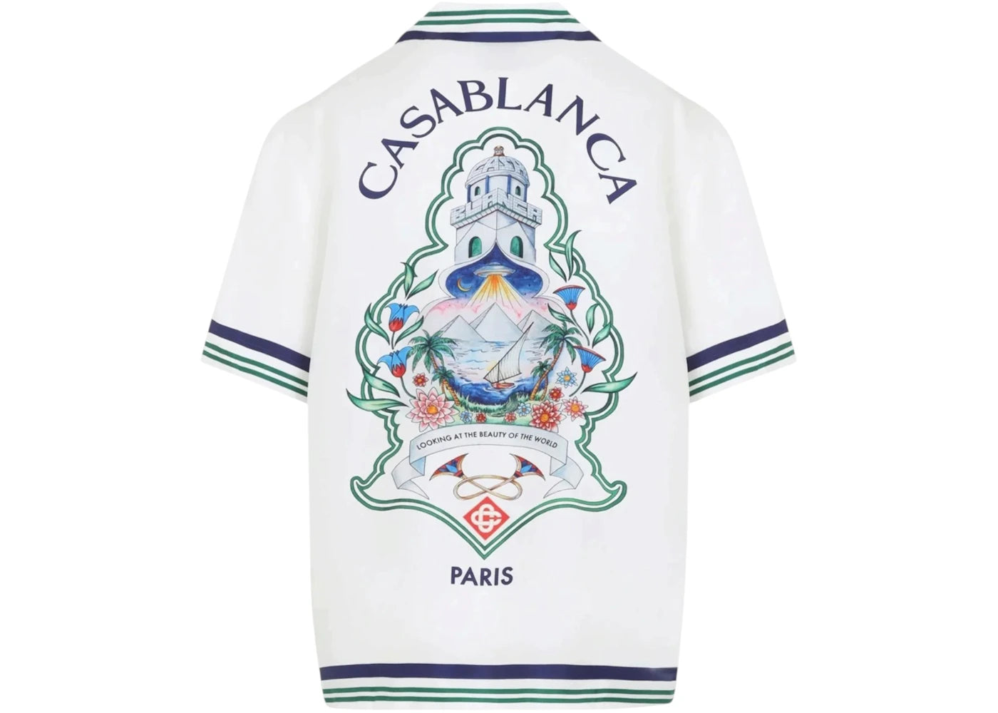 Casablanca Hotel Emblem Cuban Collar SS Shirt White - vue secondaire B